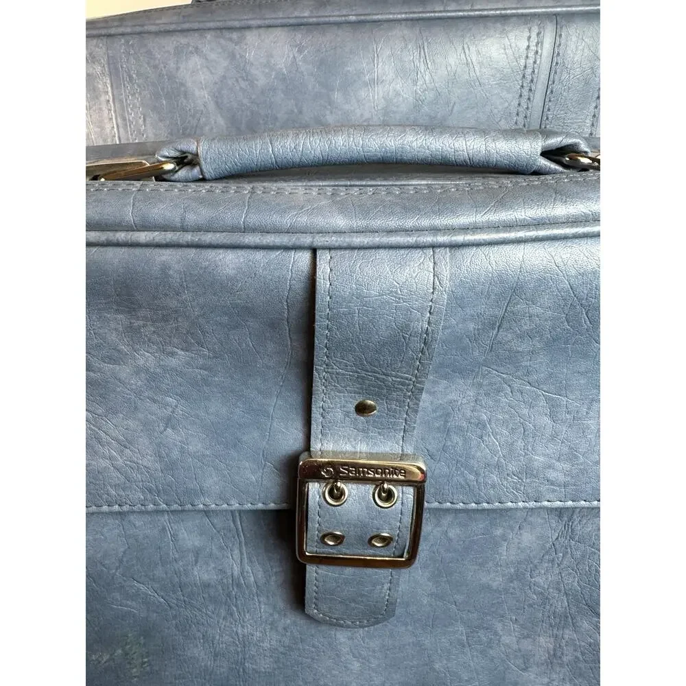 Samsonite Baby Blue Soft Faux Leather Carry On and Luggage Set Of 2